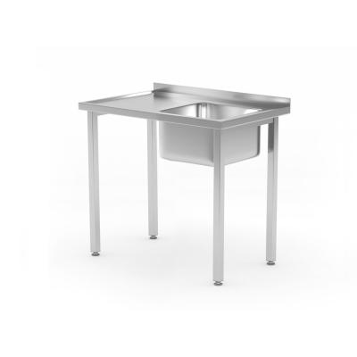 Dřezový stůl, šroubovaný, HENDI, Kitchen Line, Dřez s umyvadlem na pravé straně, 800x600x(H)850mm | 816769